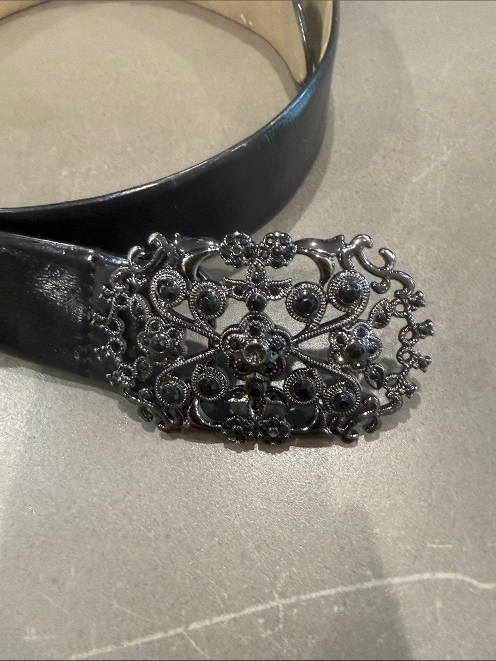 Black Filigree Gunmetal belt Buckle